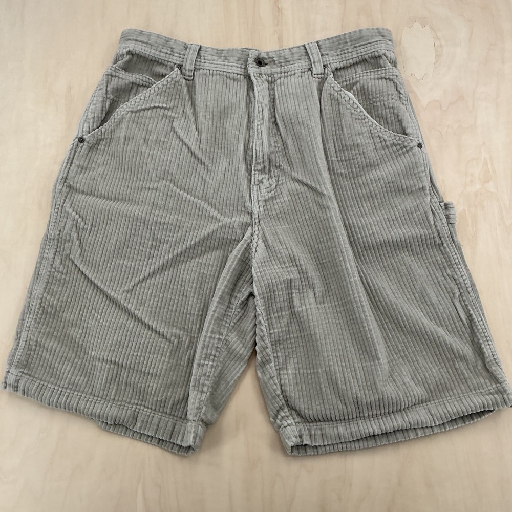 Utility Corduroy Carpenter Shorts Mens 36 Gray Wide Wale Baggy Skater 90s Y2K